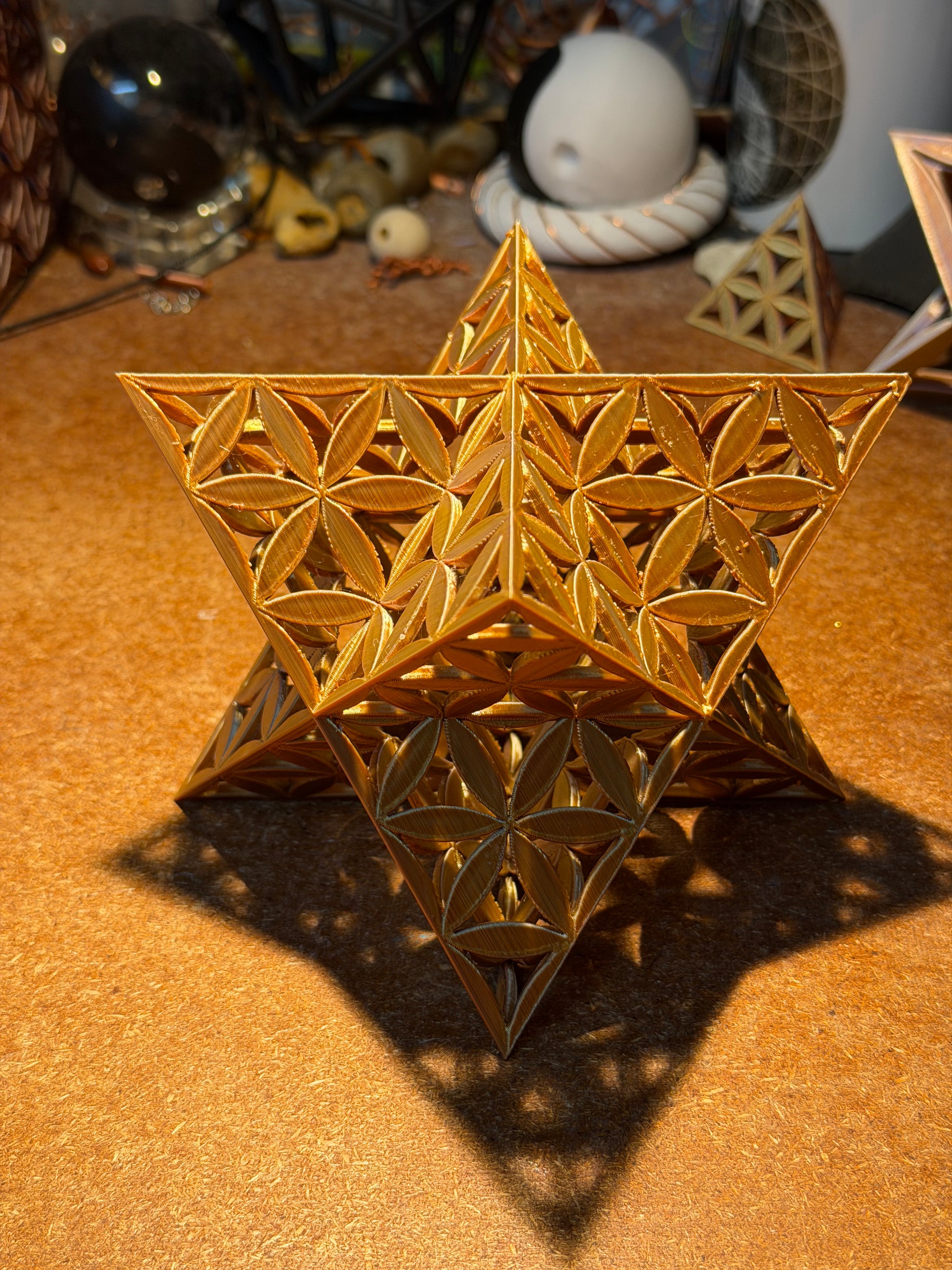 Merkaba with Flower of Life Petals – 100 mm × 100 mm (140 mm Diagonal) - Nature of Flowers