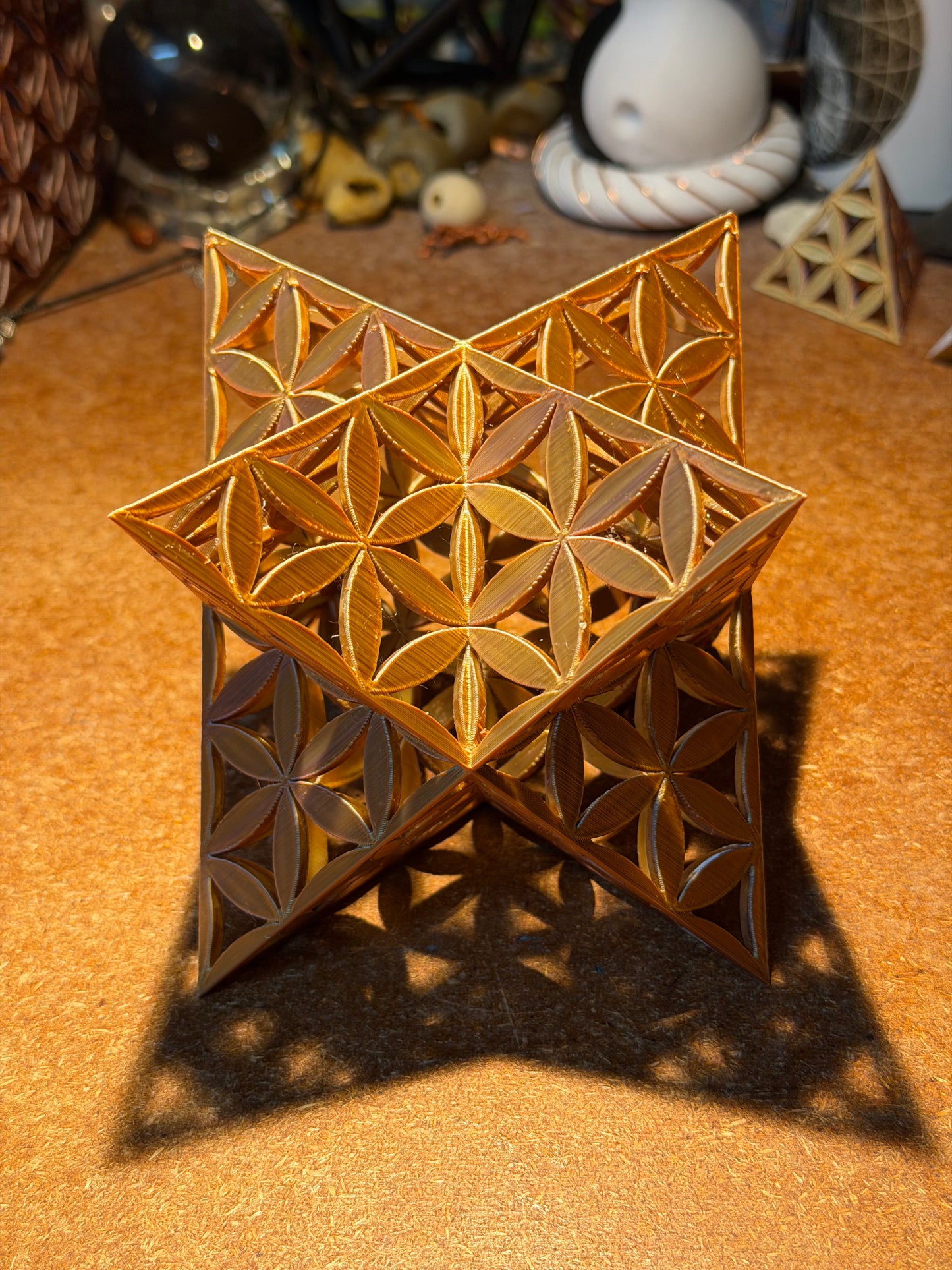 Merkaba with Flower of Life Petals – 100 mm × 100 mm (140 mm Diagonal) - Nature of Flowers
