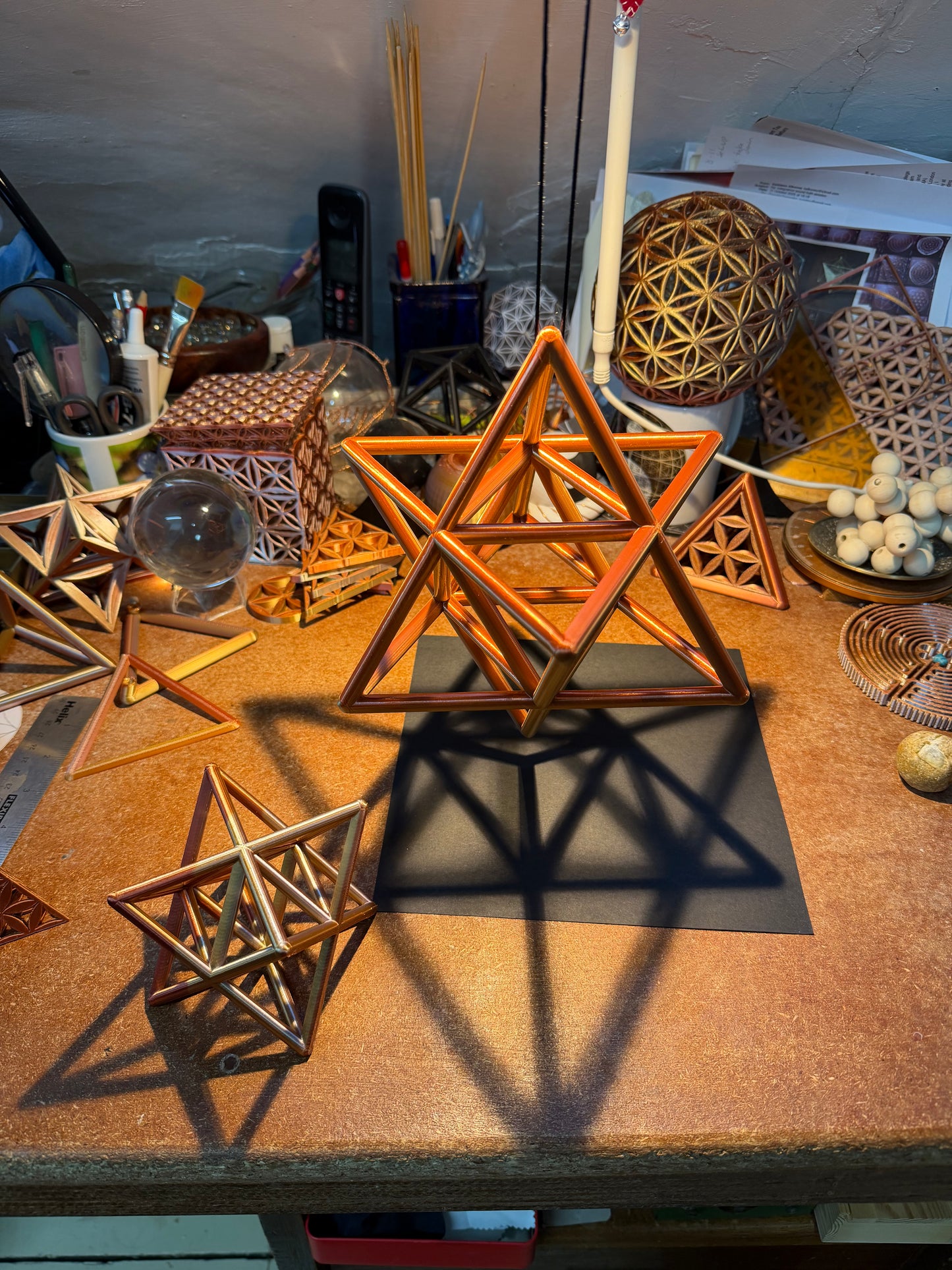 Merkaba Star Tetrahedron: 3D Sacred Geometry Sculpture - Large Edition 190mm - Nature of Flowers