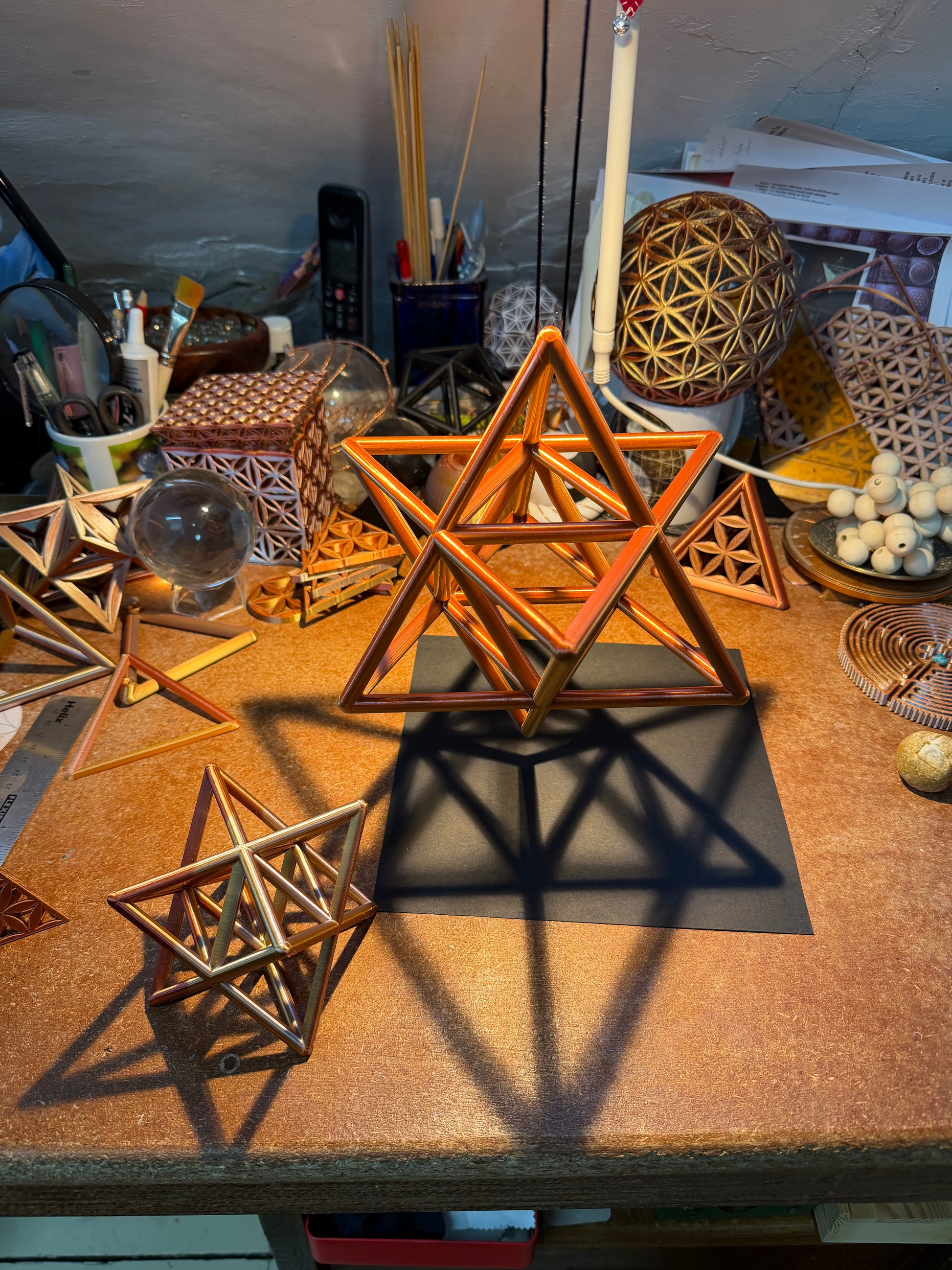Merkaba Star Tetrahedron: 3D Sacred Geometry Sculpture - Large Edition 190mm - Nature of Flowers