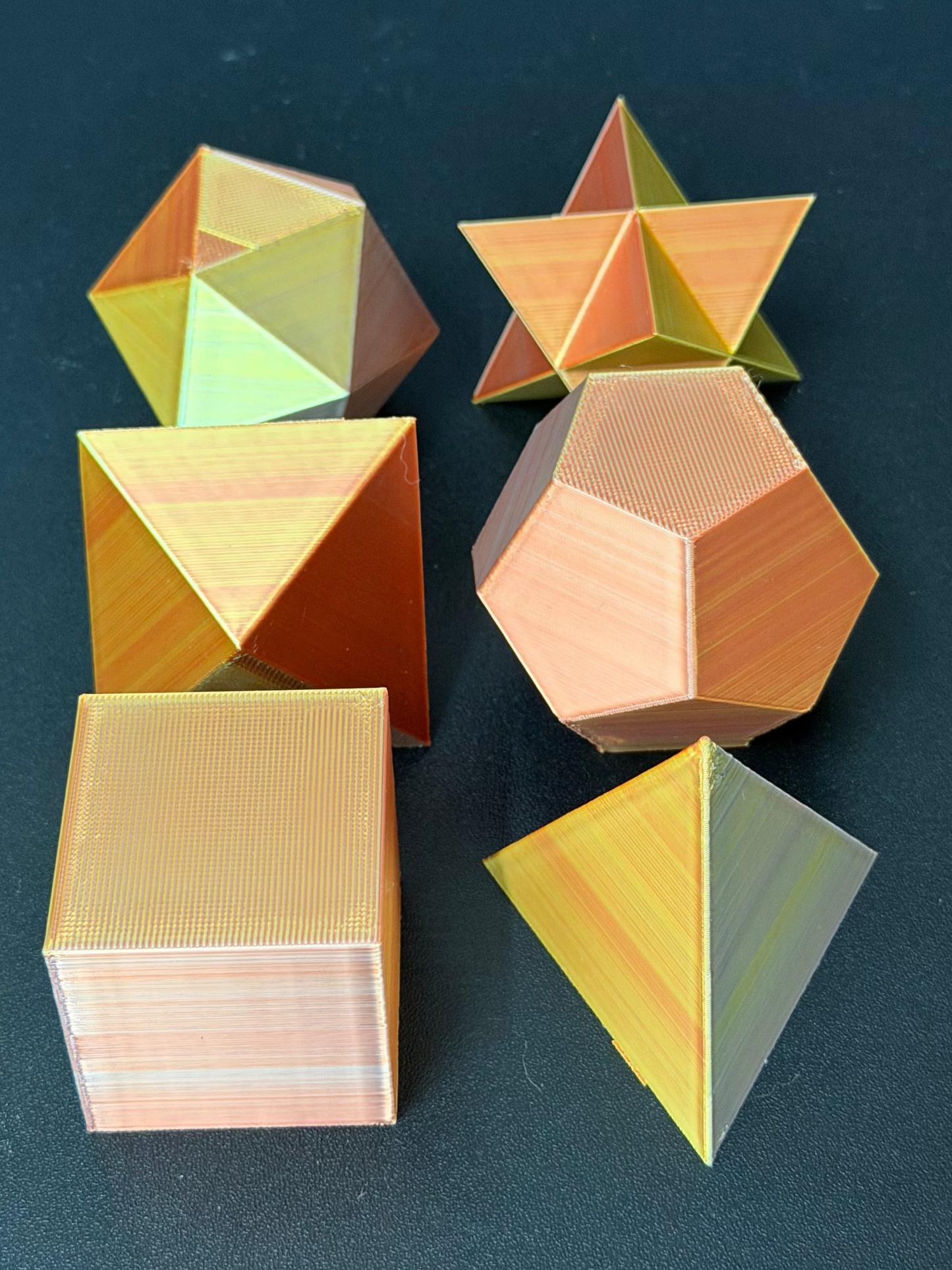 3D Printed Platonic Solids & Merkaba Set – 2-Inch Geometric Sculptures