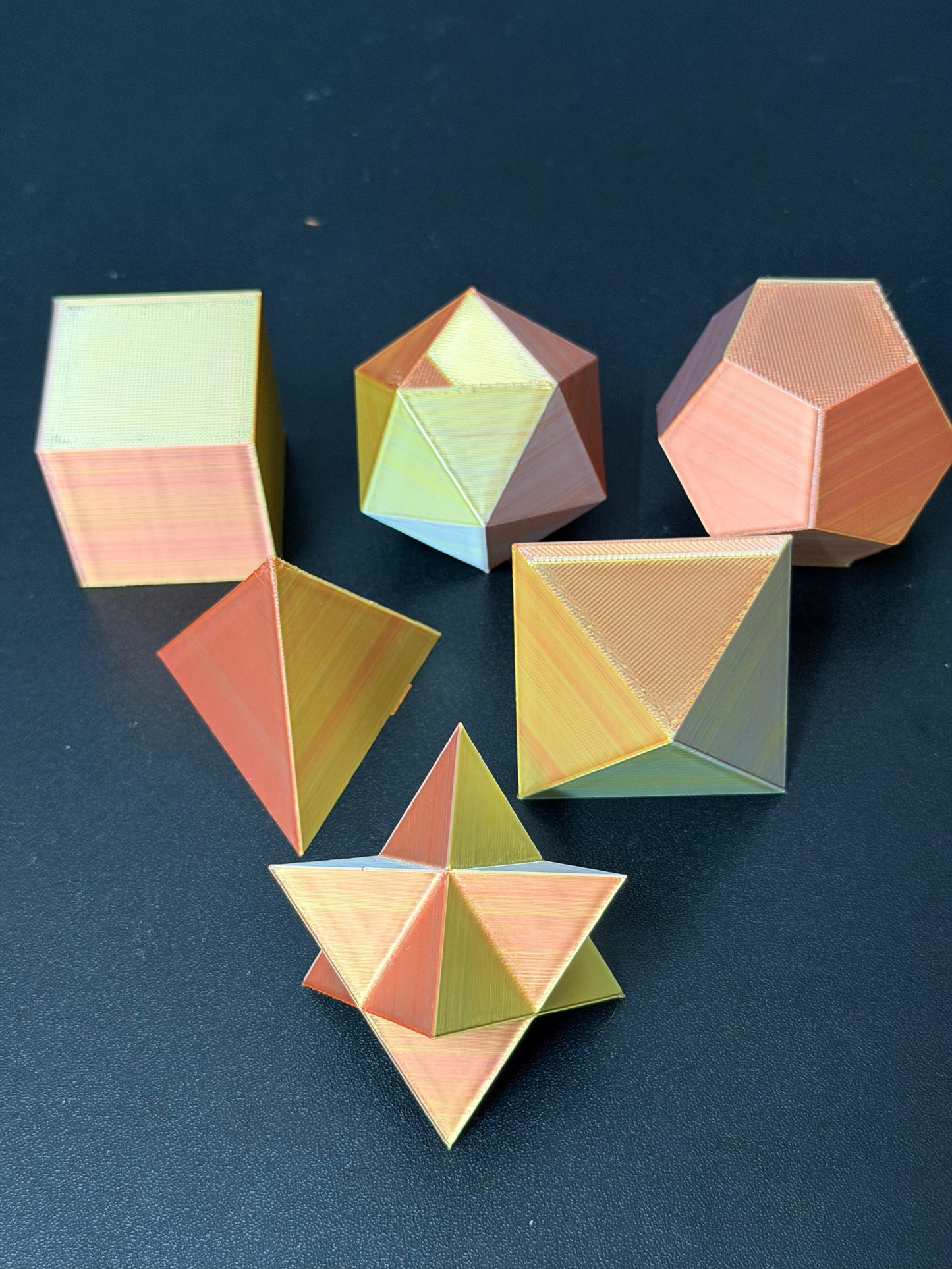 3D Printed Platonic Solids & Merkaba Set – 2-Inch Geometric Sculptures