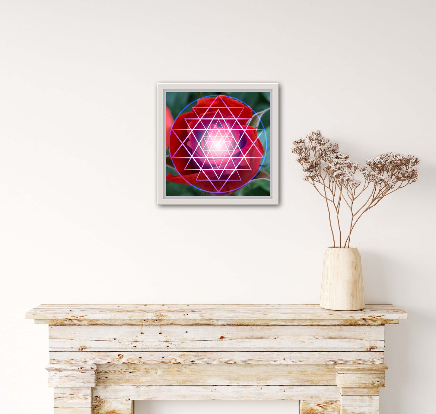 Red Rose Shri Yantra C-Type Print - Nature of Flowers