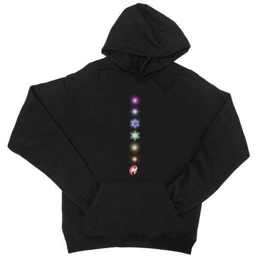 Sacred Geometry symbols Chakra College Hoodie