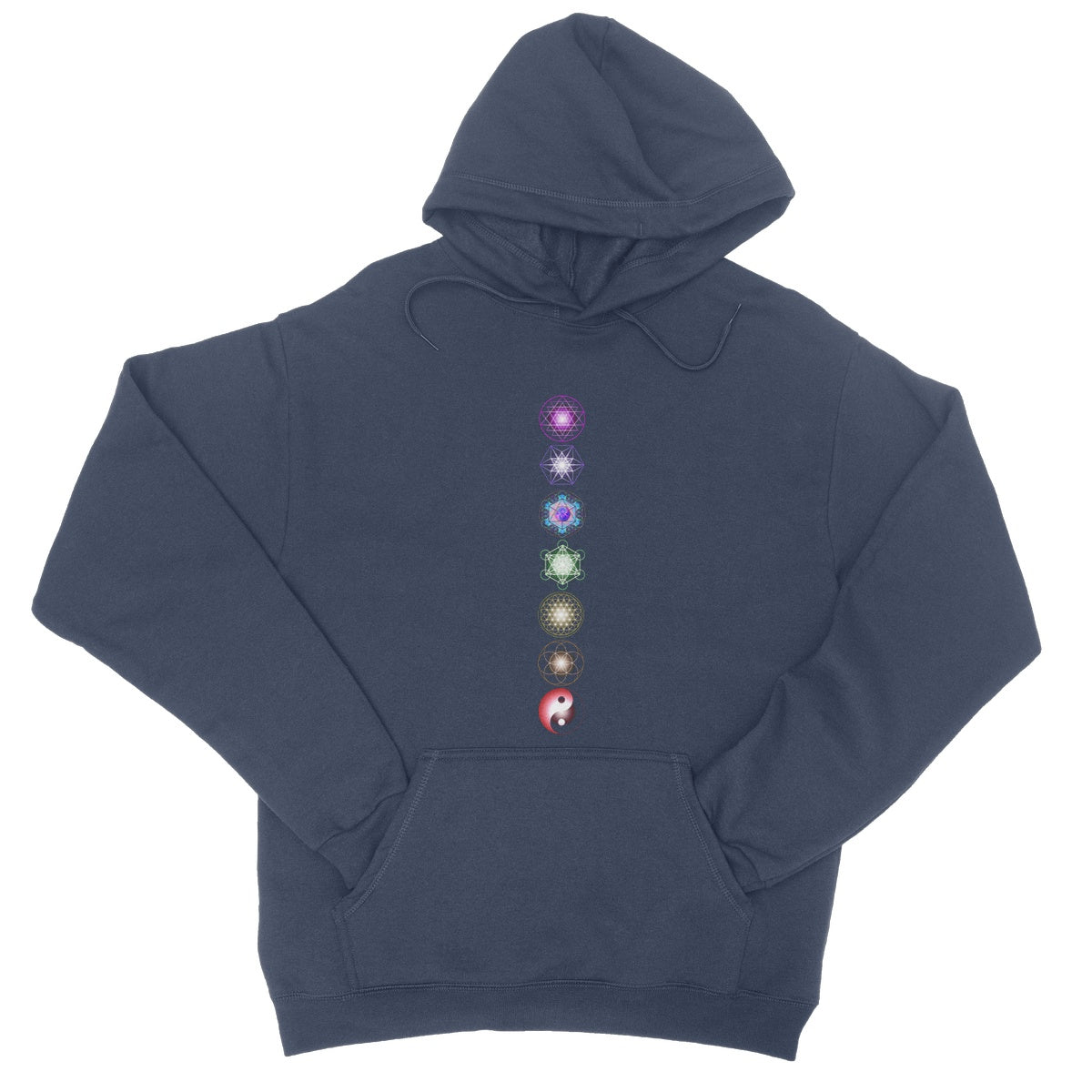 Sacred Geometry symbols Chakra College Hoodie