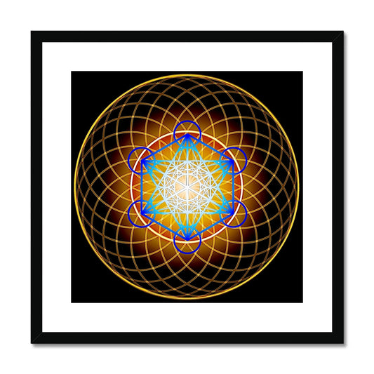 Metatron's Cube inside a New Flower of Life Print Framed & Mounted Print