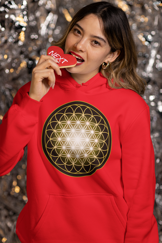 Flower of Life in Gold College Hoodie - Nature of Flowers
