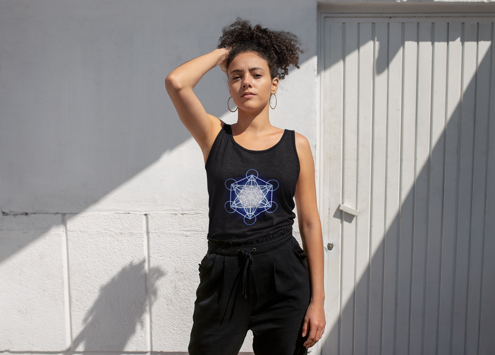 Metatron's Cube in Blue Softstyle Tank Top - Nature of Flowers