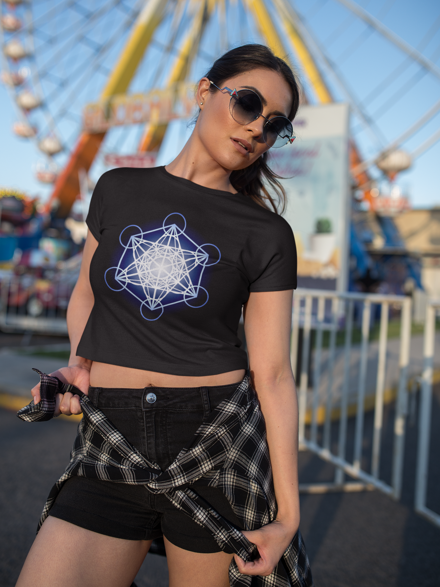 Metatron's Cube in Blue Women's T-Shirt - Nature of Flowers