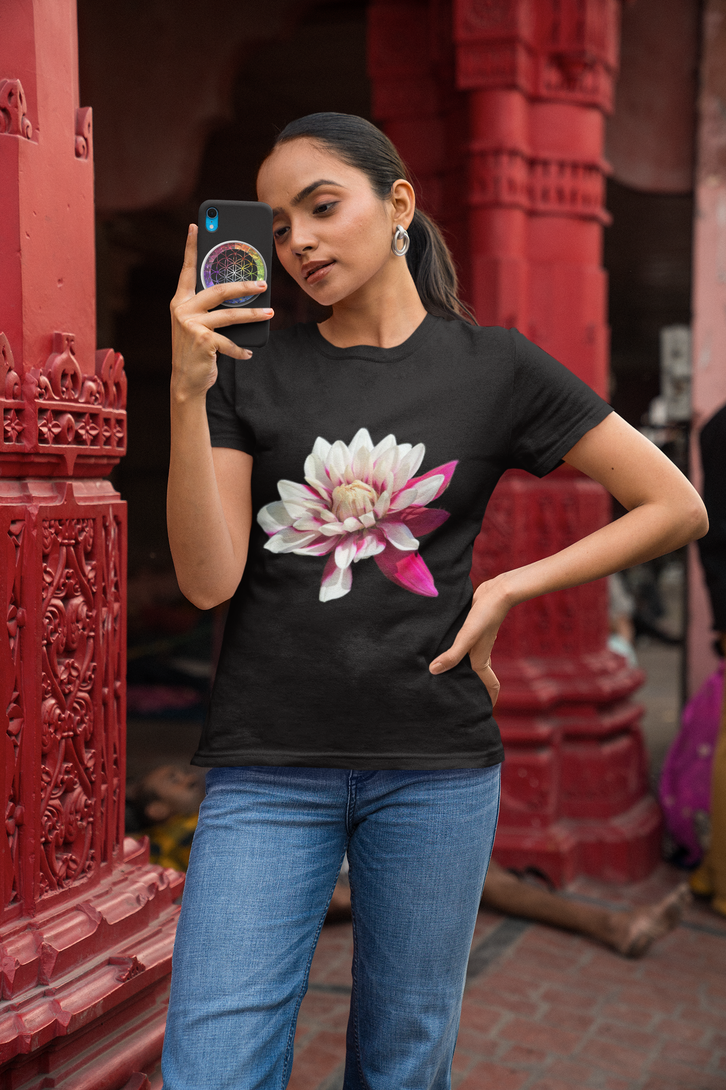 Pink Dahlia Women's T-Shirt - Nature of Flowers