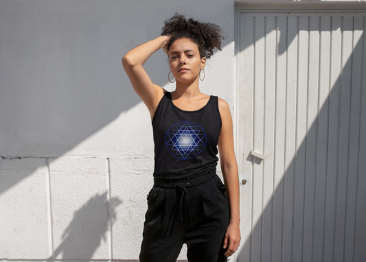 Shri Yantra in Blue Softstyle Tank Top - Nature of Flowers