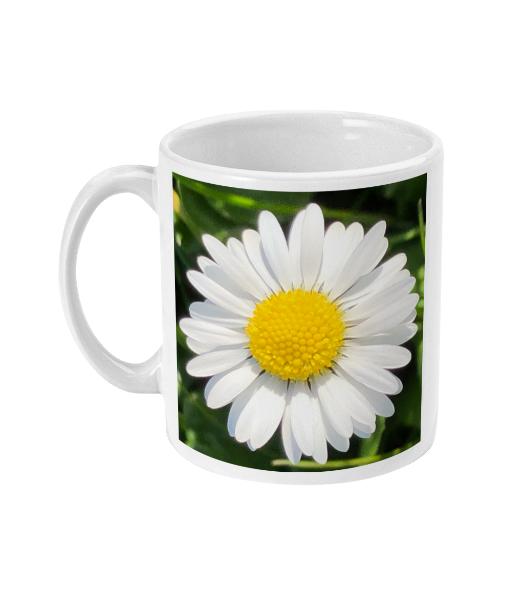 "Completing the almost perfect circle 2" White Daisy Double Flower Mug - Nature of Flowers