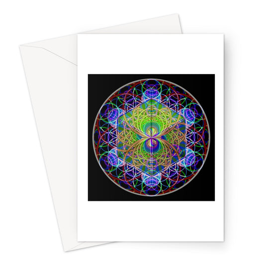 The Platonic Solid Cube with Inverted Sound waves Greeting Card