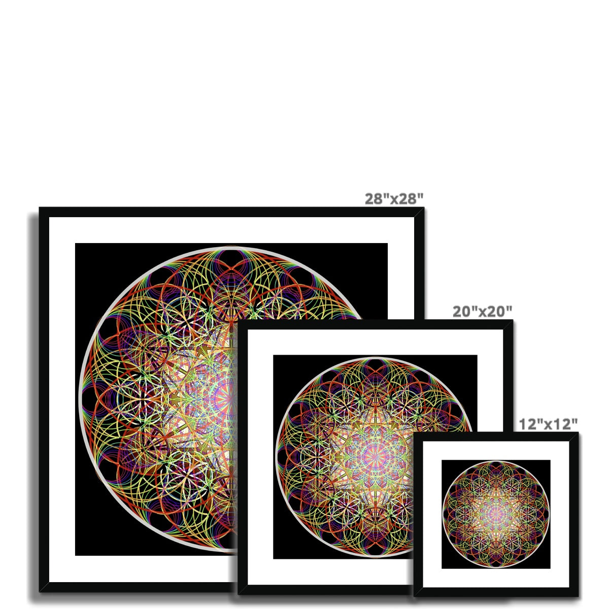 Metatron's Cube Rainbow Wave Print Framed & Mounted Print