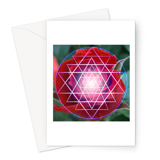 Red Rose Shri Yantra Greeting Card - Nature of Flowers