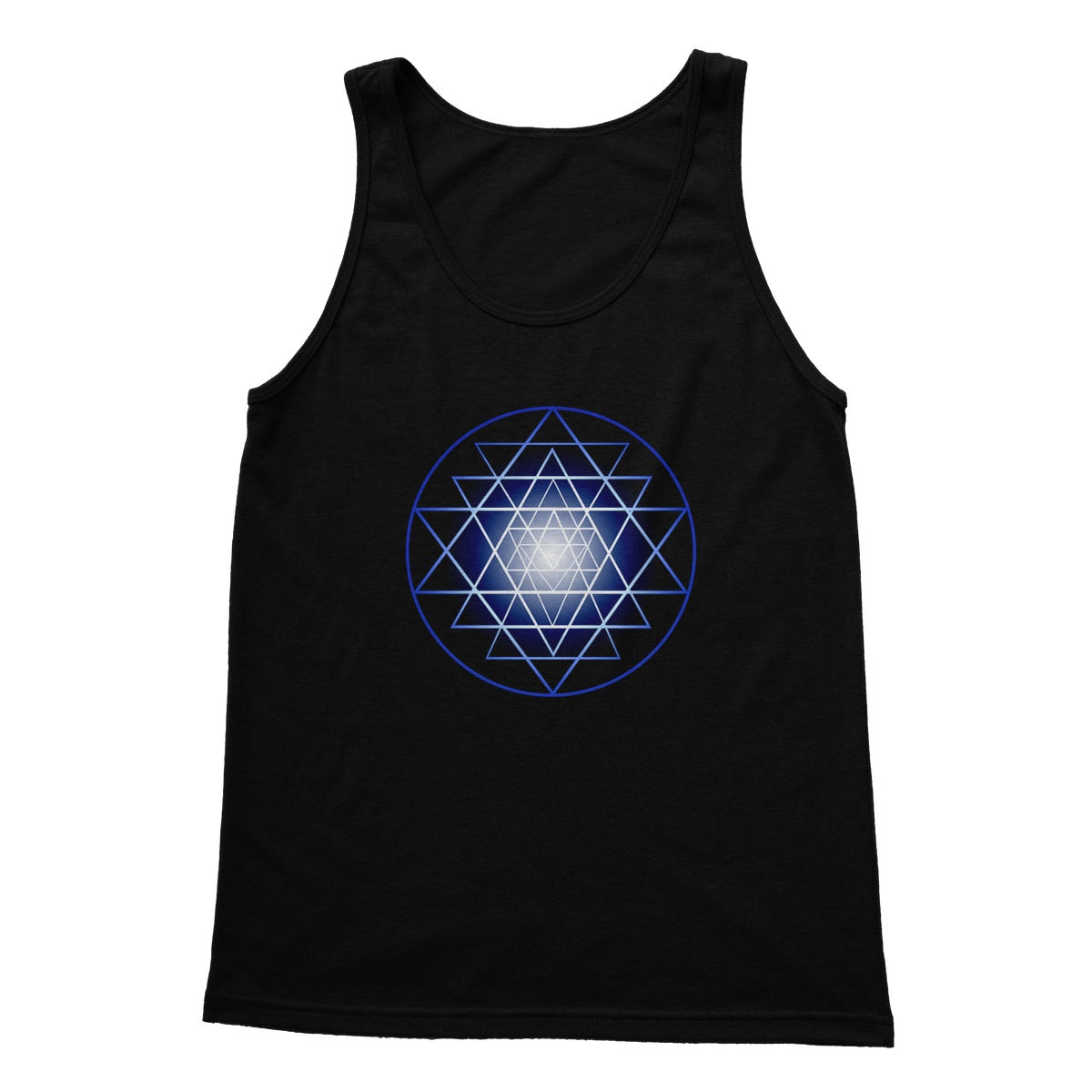 Shri Yantra in Blue Softstyle Tank Top - Nature of Flowers