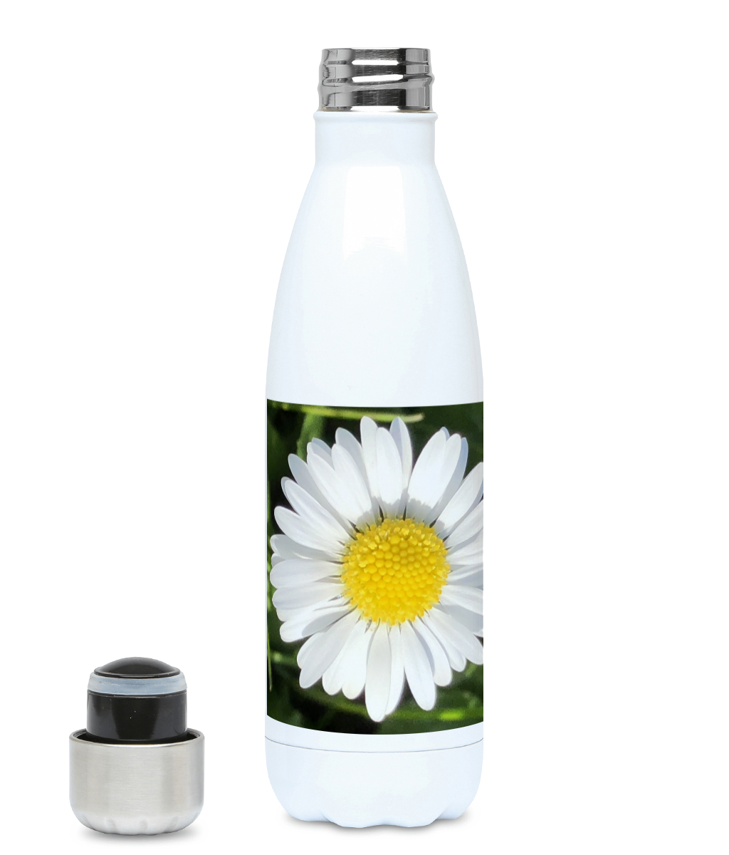 "Completing the almost perfect circle 2" White Daisy Flower 500ml Water Bottle - Nature of Flowers