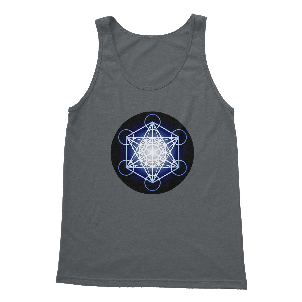 Metatron's Cube in Blue Softstyle Tank Top - Nature of Flowers