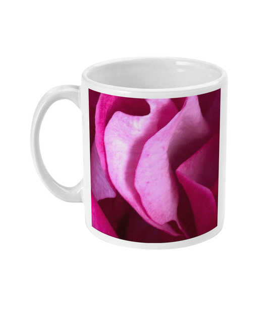 11oz Mug Dark Pink Rose Double Flower Mug - Nature of Flowers