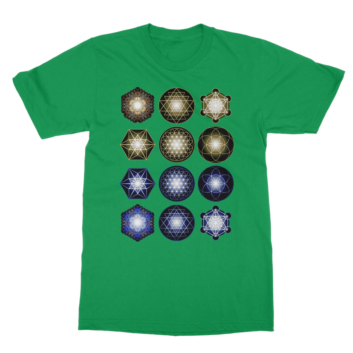 Sacred Geometry in Gold and Blue Softstyle T-Shirt