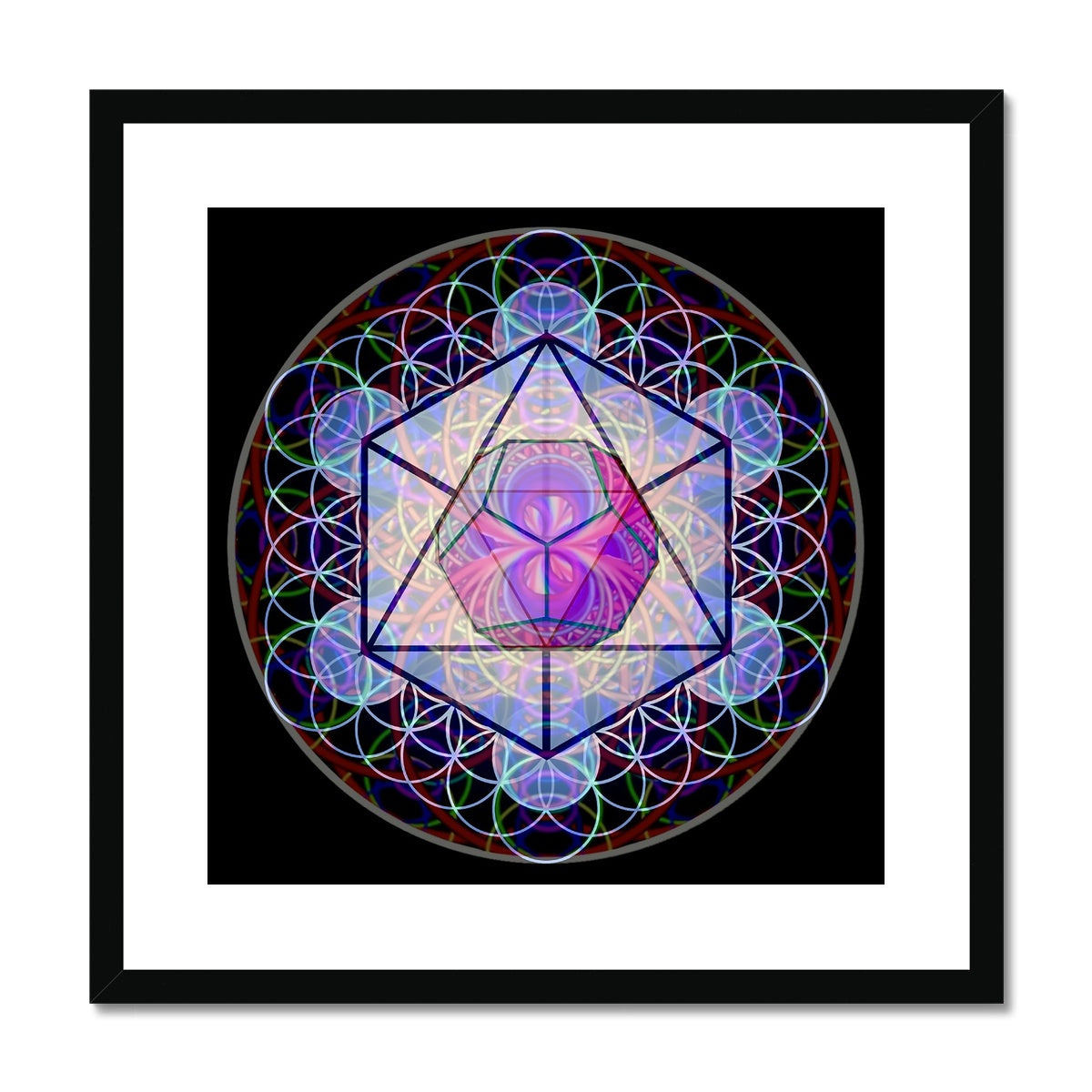 The Platonic Solid Dodecahedron with inverted Sound waves Framed & Mounted Print