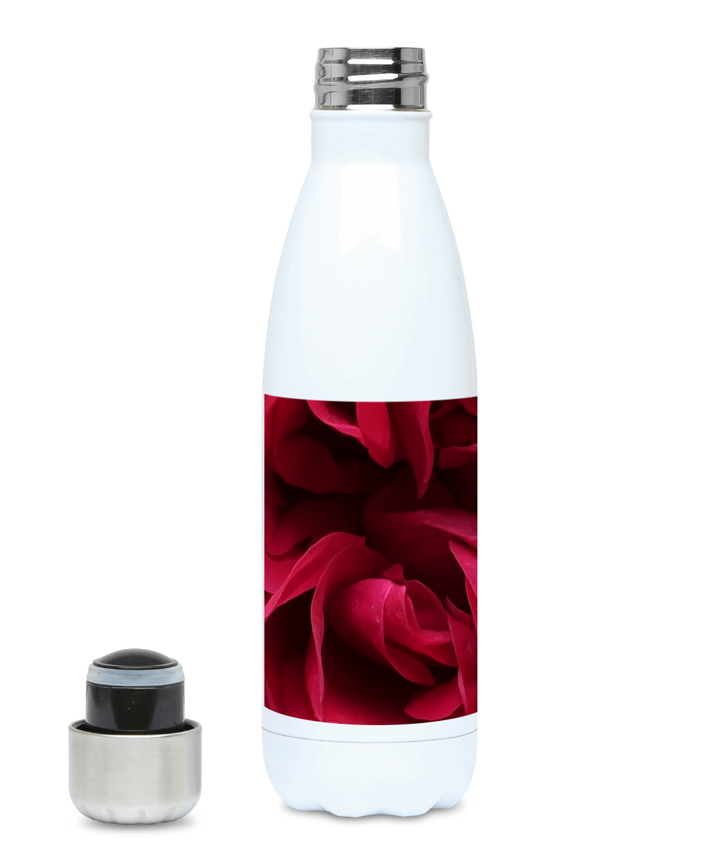 "Back inside to feel the warmth" Red Flower 500ml Water Bottle - Nature of Flowers