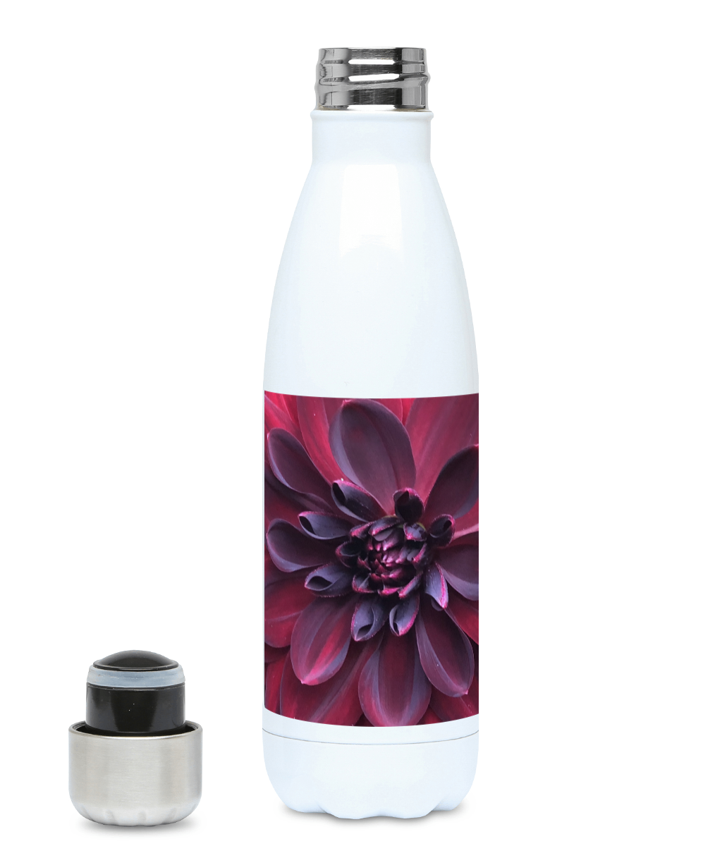 "Into the Darkest Shades" Purple Red Flower 500ml Water Bottle - Nature of Flowers