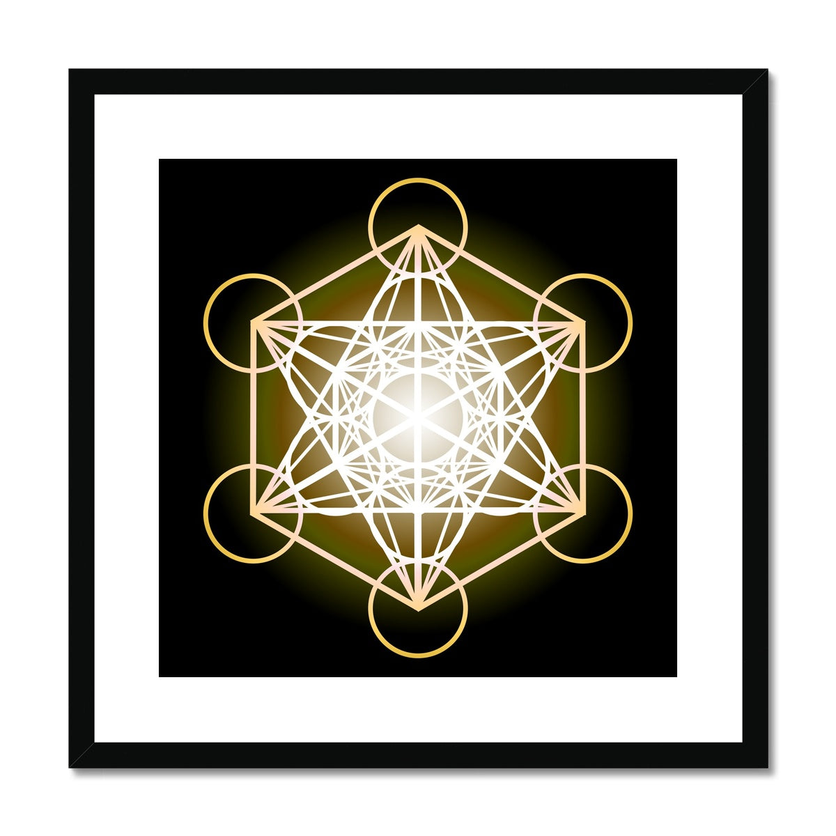 Metatrons Cube in Gold Framed & Mounted Print