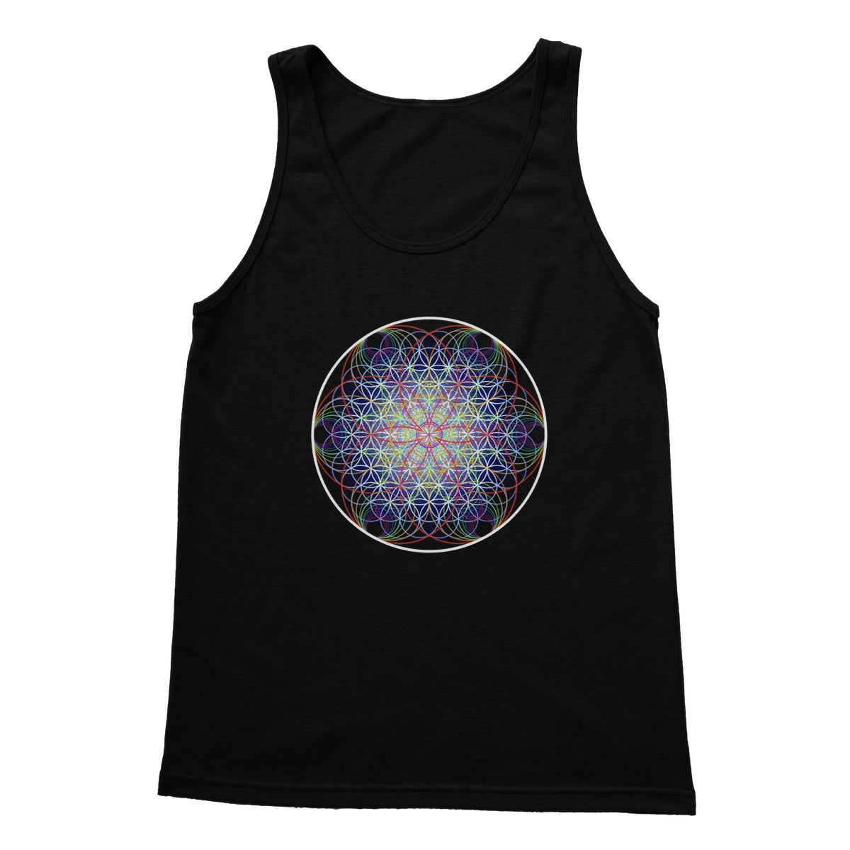 Sound Waves Resonating within the Flower of Life Softstyle Tank Top