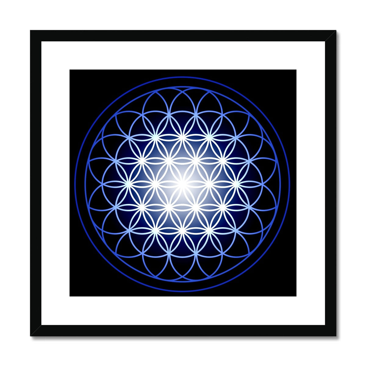 Flower of Life in Blue Print Framed & Mounted Print - Nature of Flowers