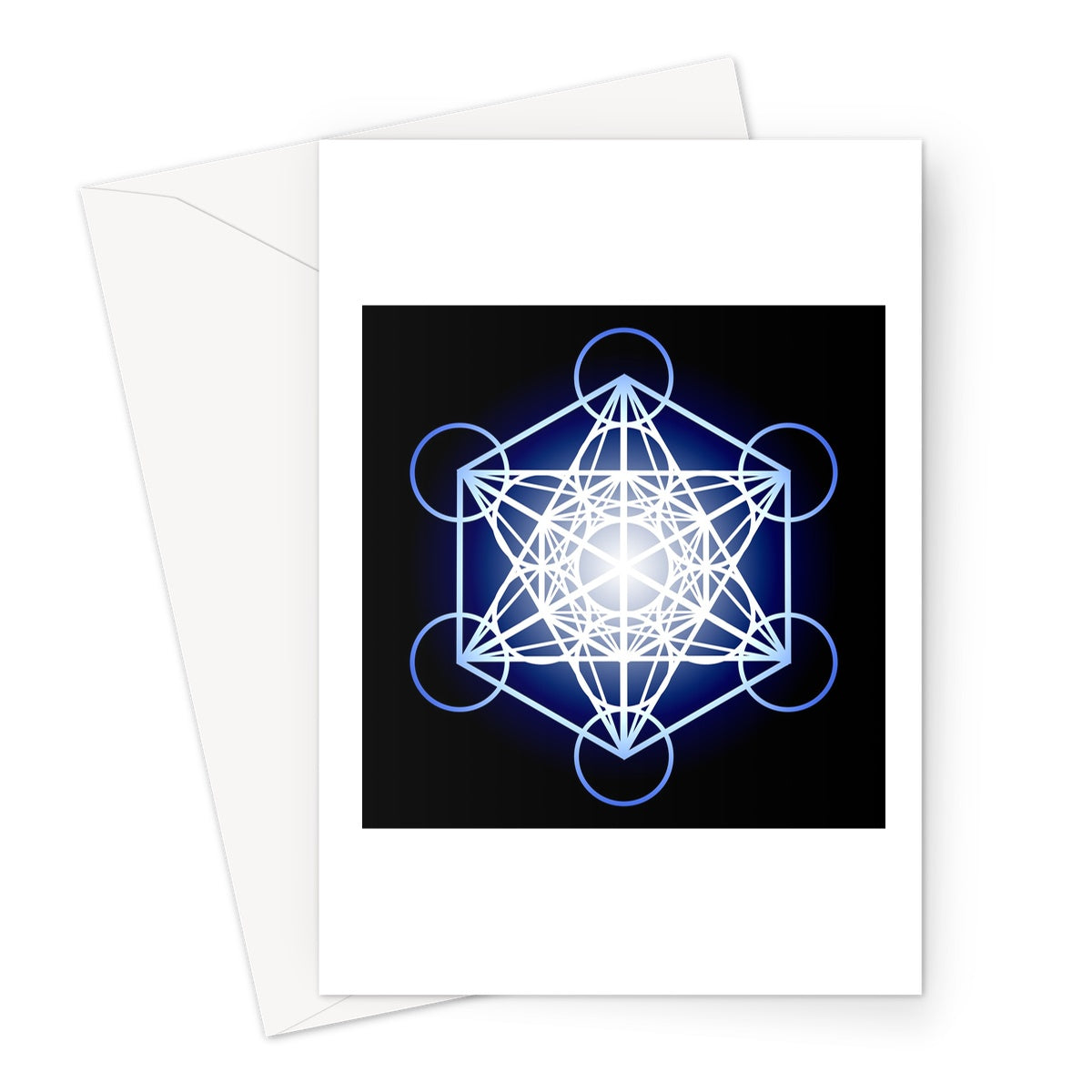 Metatron's Cube in Blue Greeting Card - Nature of Flowers
