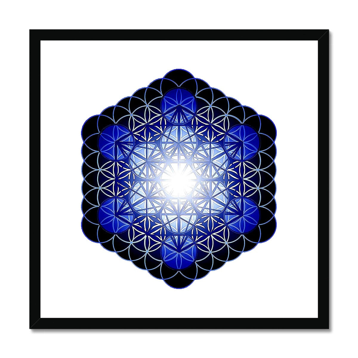 Fruit of Life Glow in Blue Framed & Mounted Print