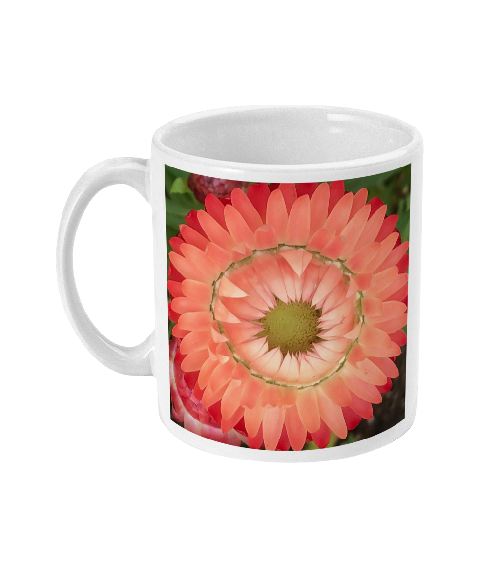 "Completing the circle inside the circle" Pink Double Flower Mug - Nature of Flowers