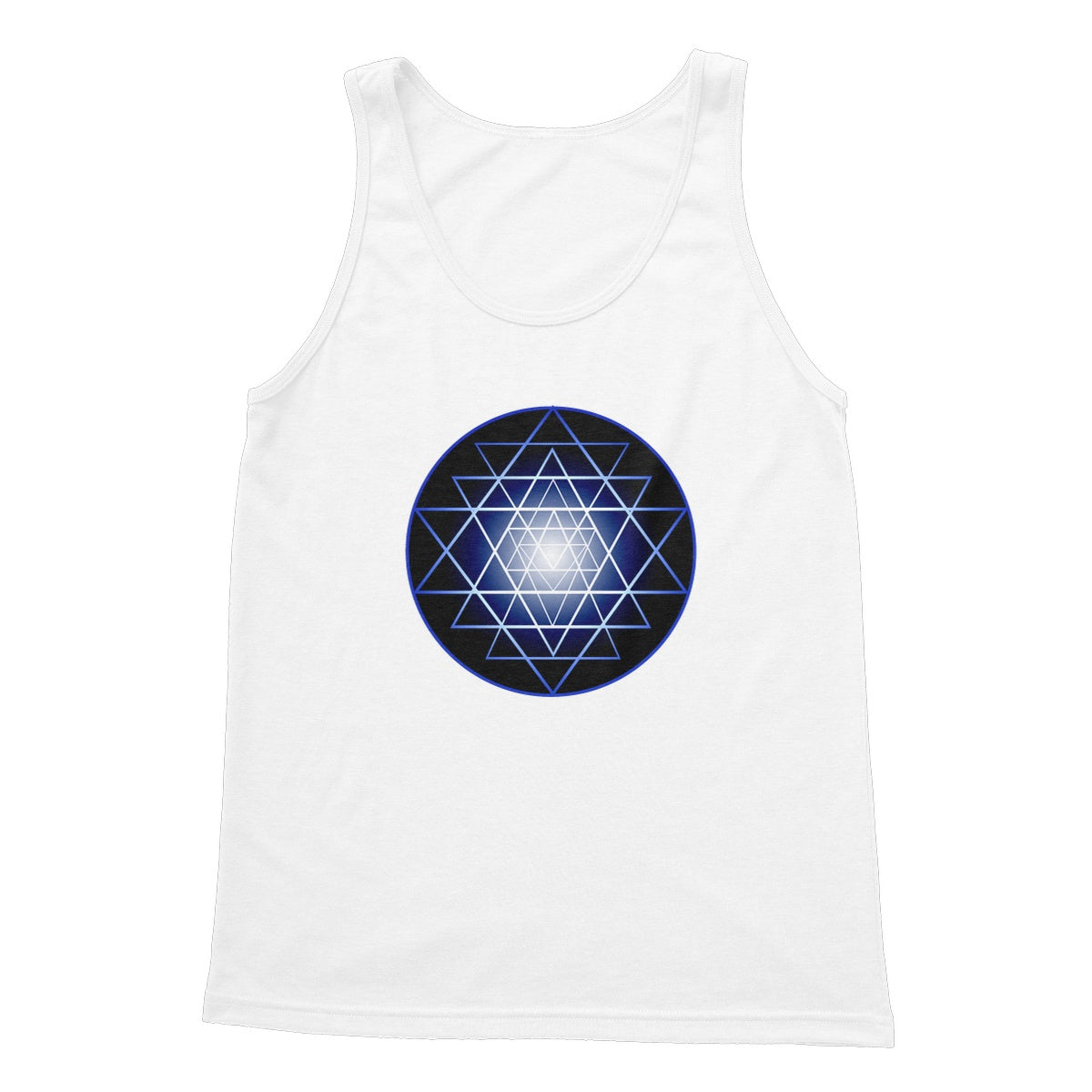 Shri Yantra in Blue Softstyle Tank Top - Nature of Flowers