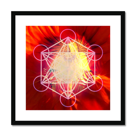 Orange Flower Metatron's Cube Framed & Mounted Print - Nature of Flowers