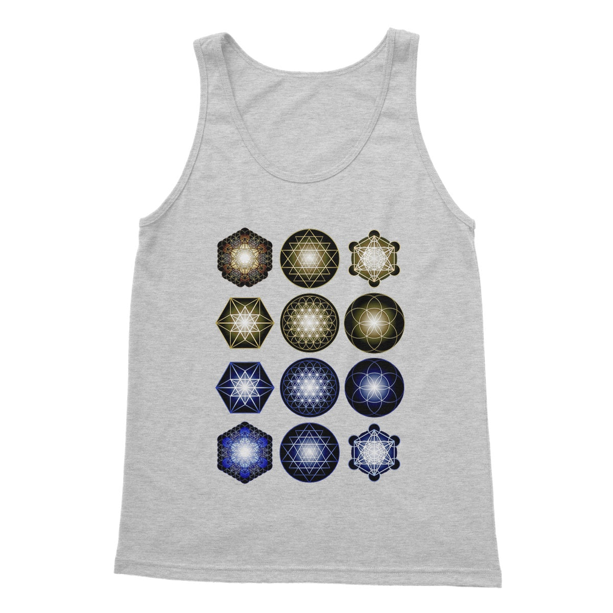 Sacred Geometry in Gold and Blue Softstyle Tank Top