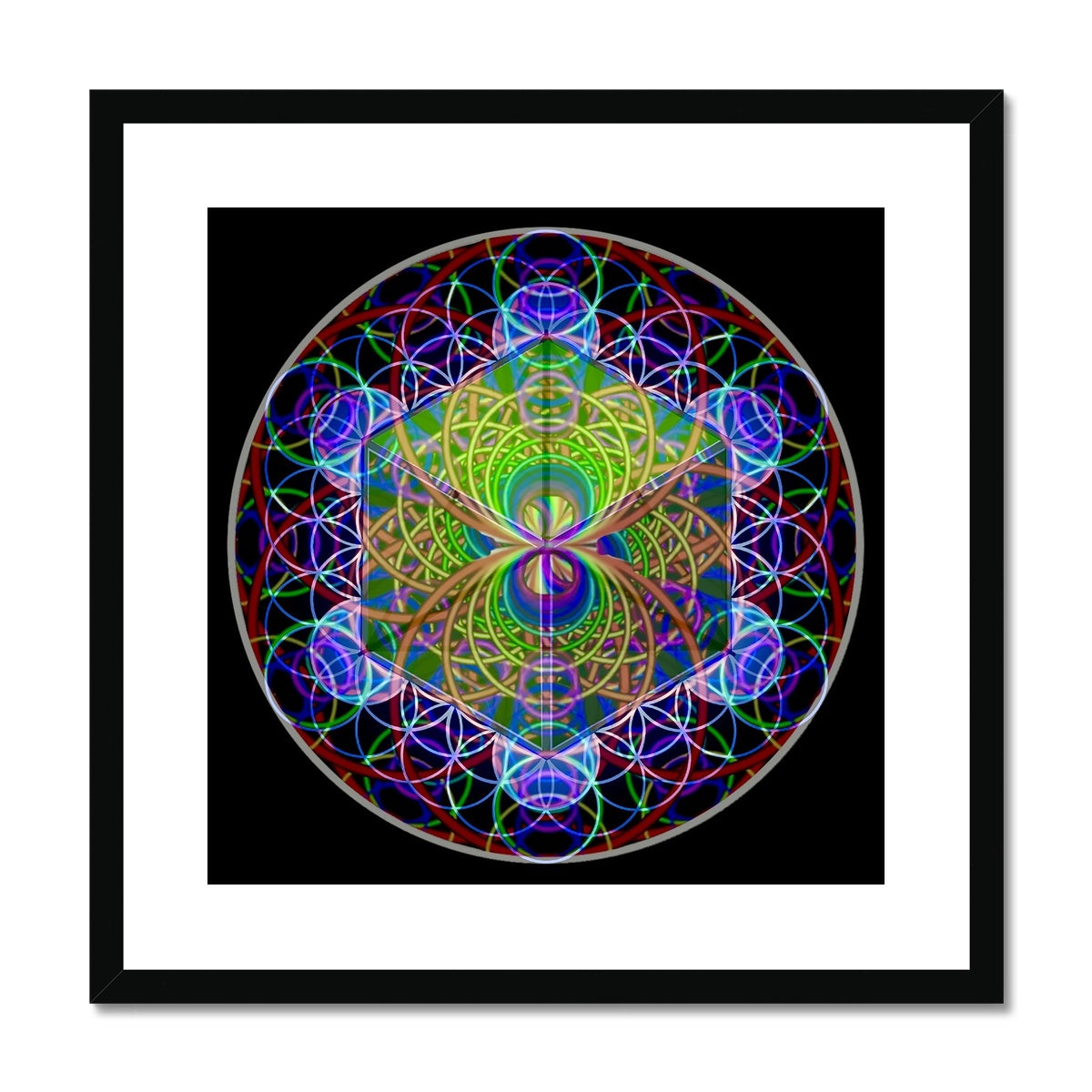 The Platonic Solid Cube with Inverted Sound waves Framed & Mounted Print