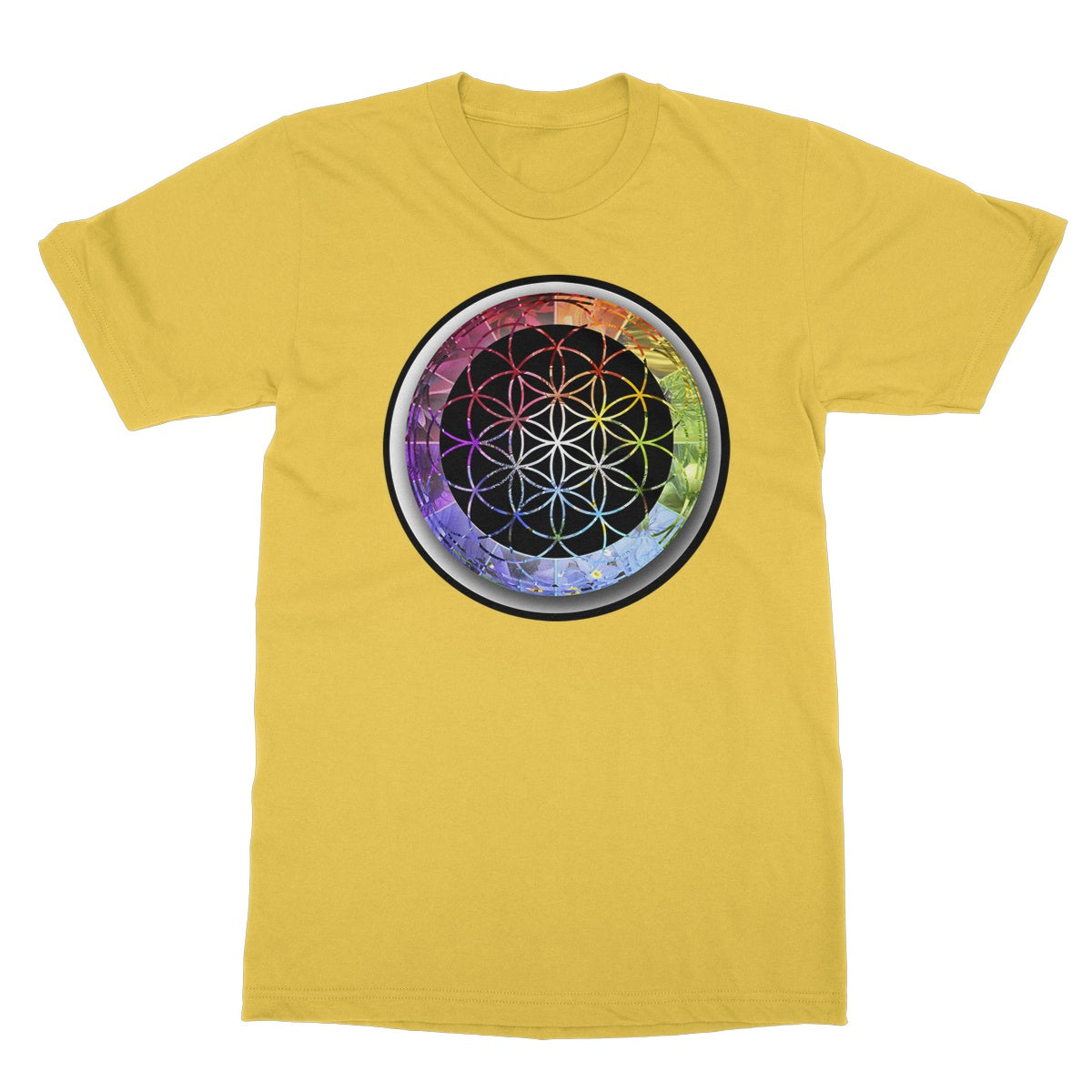 Flower of Life Rainbow Softstyle T-Shirt - Nature of Flowers