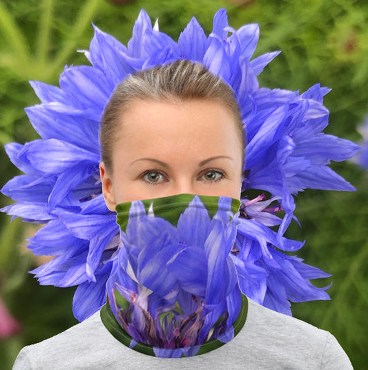 Blue Cornflower Neck Gaiter - Nature of Flowers