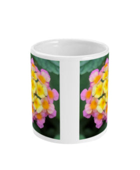 "The Rainbow Effect in Bloom" Yellow Orange Pink Double Flower Mug - Nature of Flowers