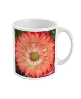"Completing the circle inside the circle" Pink Double Flower Mug - Nature of Flowers