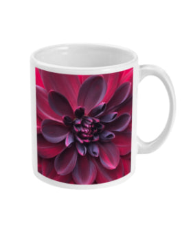 "Into the Darkest Shades" Purple Red Dahlia Double Flower Mug - Nature of Flowers