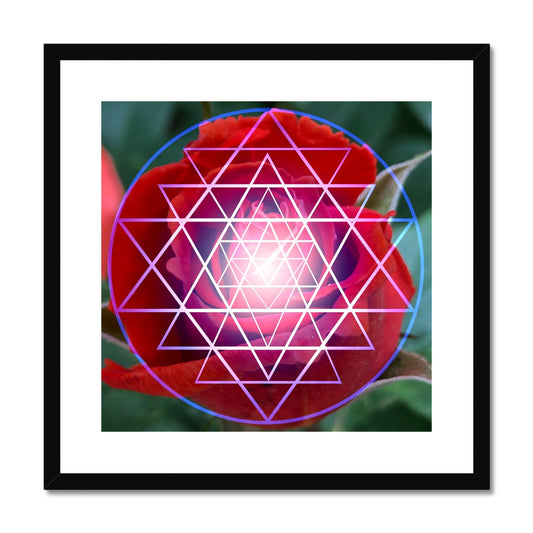 Red Rose Shri Yantra Framed & Mounted Print - Nature of Flowers