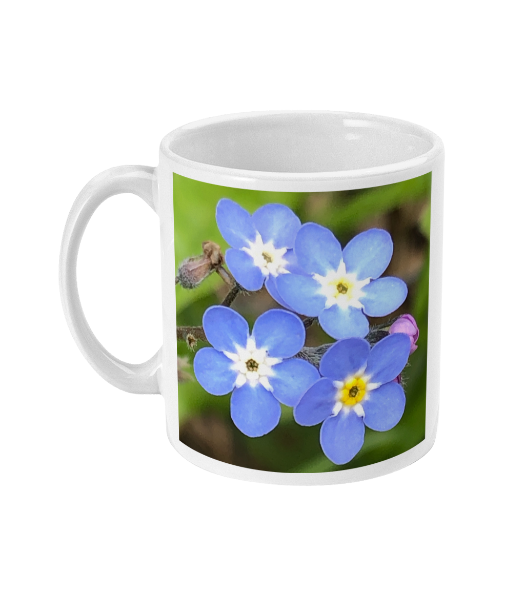 “Least We Never Forget” Blue Double Flower Mug - Nature of Flowers