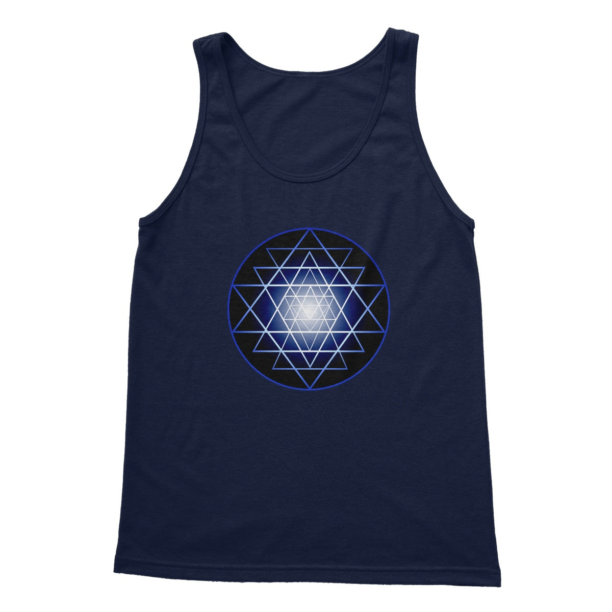 Shri Yantra in Blue Softstyle Tank Top - Nature of Flowers