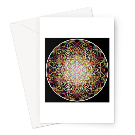 Metatron's Cube Rainbow Wave Print Greeting Card