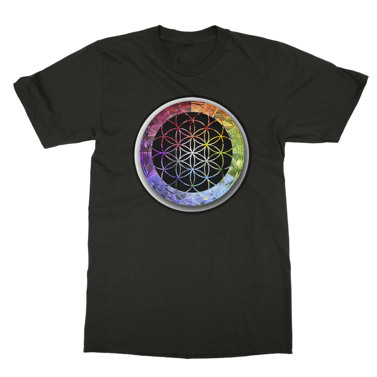 Flower of Life Rainbow Softstyle T-Shirt - Nature of Flowers