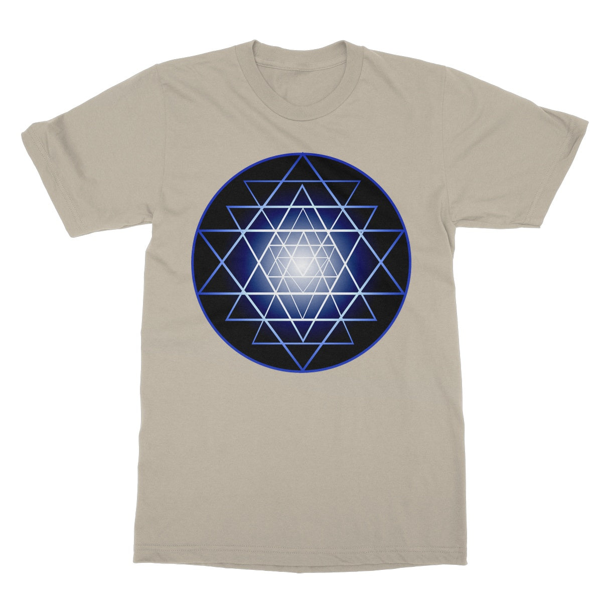 Shri Yantra in Blue T-Shirt - Nature of Flowers