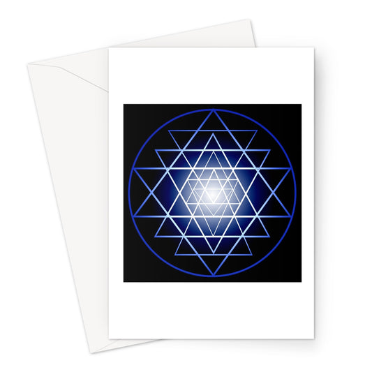 Shri Yantra in blue Greeting Card - Nature of Flowers