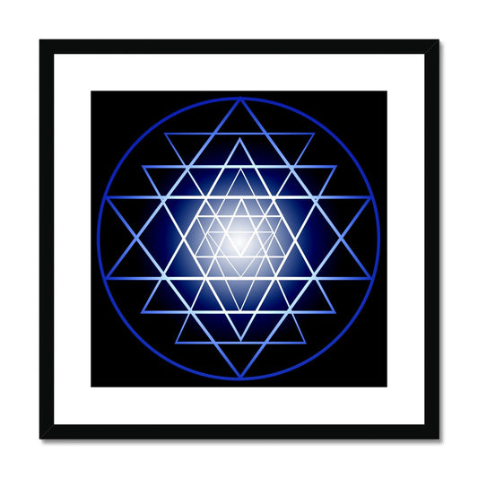 Shri Yantra in blue Framed & Mounted Print - Nature of Flowers